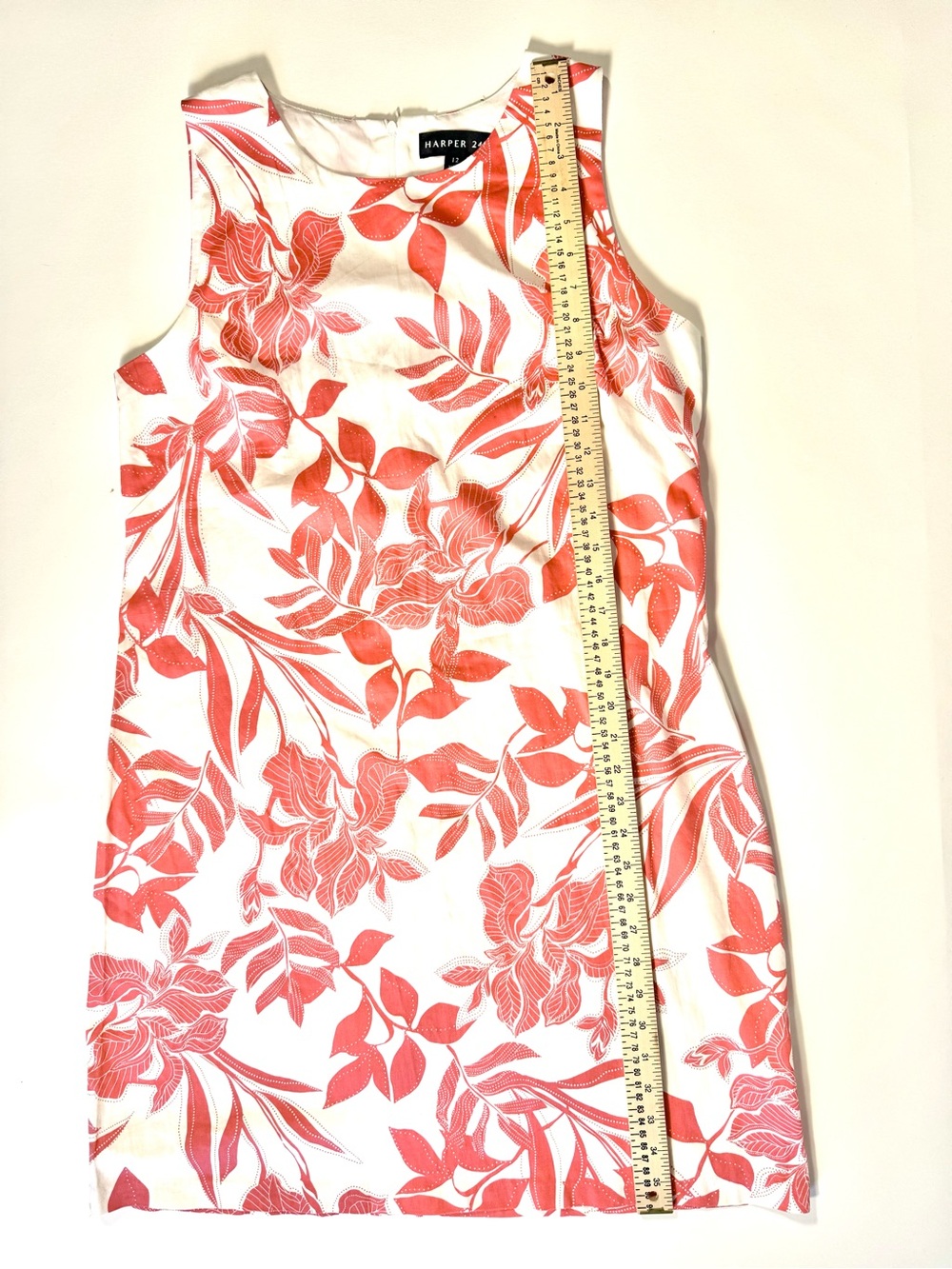 Harper 241 Coral White Floral Sleeveless Sheath Dress 12 Resortwear Vacation - Picture 9 of 11